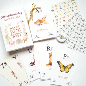 ABC kártya, 44 db-os kiterjesztett magyar ábécé kártya szett dobozban - játék & sport - készségfejlesztő és logikai játék - oktató játékok - Meska.hu