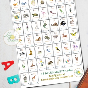 ABC kártya, 44 db-os kiterjesztett magyar ábécé kártya szett dobozban - játék & sport - készségfejlesztő és logikai játék - oktató játékok - Meska.hu