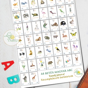ABC kártya, 44 db-os kiterjesztett magyar ábécé kártya szett dobozban - játék & sport - készségfejlesztő és logikai játék - oktató játékok - Meska.hu