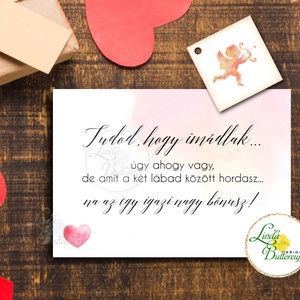 Vicces Valentin napi Képeslap ajándékkísérő kártyával, szeretlek, valentin napra, évfordulóra, Otthon & Életmód, Papír, írószer, Képeslap, üdvözlőlap, Ajándékozás kellékei, Fotó, grafika, rajz, illusztráció, Mindenmás, MESKA