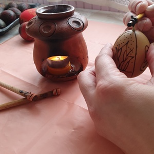 Eredeti hímes tojás, Maratott, Hagyományos mintás, kézzel díszített, írott, viaszolt, hímestojás, Húsvéti dekoráció  - otthon & életmód - dekoráció - asztal és polc dekoráció - asztaldísz - Meska.hu