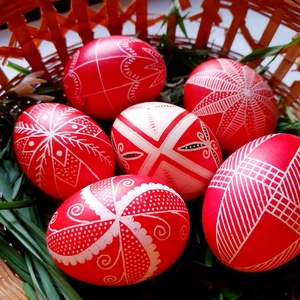 Eredeti hímes tojás, Maratott, Hagyományos mintás, kézzel díszített, írott, viaszolt, hímestojás, Húsvéti dekoráció  - otthon & életmód - dekoráció - asztal és polc dekoráció - asztaldísz - Meska.hu