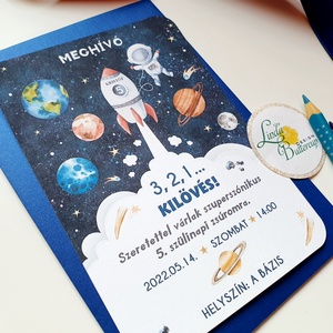 Űr, űrhajós, csillagos, bolygós, meghívó, szülinapi meghívó +SZERKESZTÉSIDÍJ leirásból is tedd kosárba - otthon & életmód - papír, írószer - babanapló - Meska.hu