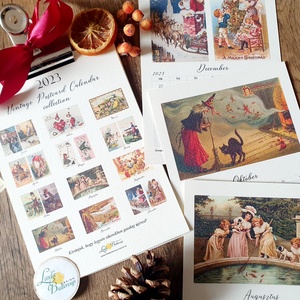2023 naptár, A5 méretű, Vintage képeslap, falinaptár, vintage, antik, régi képeslap illusztrációkkal - otthon & életmód - dekoráció - fali és függő dekoráció - falinaptár & öröknaptár - Meska.hu