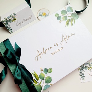 Eukaliptusz, Greenery Esküvői Vendégkönyv, zöld gerinccel - esküvő - emlék & ajándék - vendégkönyv - Meska.hu