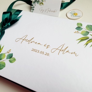 Eukaliptusz, Greenery Esküvői Vendégkönyv, zöld gerinccel - esküvő - emlék & ajándék - vendégkönyv - Meska.hu