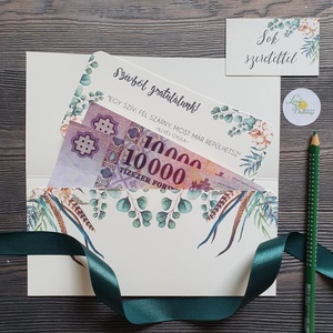 Greenery, Pénzátadó boríték, Nászajándék, Gratulálunk képeslap, Esküvői Gratuláció - esküvő - emlék & ajándék - nászajándék - esküvői pénzátadó boríték, kártya - Meska.hu