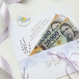 Lila levendula, trabant, Pénzátadó boríték, pénz átadó lap, Nászajándék, Gratulálunk képeslap, Esküvői Gratuláció - esküvő - emlék & ajándék - nászajándék - esküvői pénzátadó boríték, kártya - Meska.hu