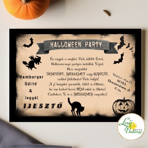 Halloween Meghívó, Halloween party, buli, denevér, boszorkány, cicás + SZERKESZTÉSI DÍJ A LEÍRÁSBÓL, Otthon & Életmód, Dekoráció, Halloween, Halloweeni meghívó, képeslap, ajándékkísérő, Fotó, grafika, rajz, illusztráció, Mindenmás, MESKA