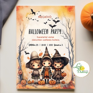 Jelmezes Halloween Parti, Halloween Meghívó, Halloween party, buli, denevér + SZERKESZTÉSI DÍJ A LEÍRÁSBÓL, Otthon & Életmód, Dekoráció, Halloween, Halloweeni meghívó, képeslap, ajándékkísérő, Fotó, grafika, rajz, illusztráció, Mindenmás, MESKA