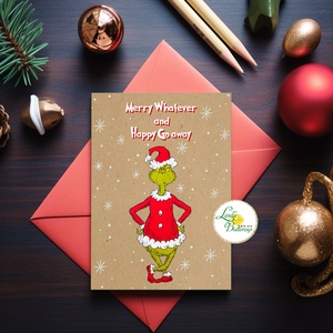 Grinch Képeslap, Grincs ajándék, vicces üdvözlőlap, karácsonyi képeslap, adventi lap, Grincs idézet, Karácsony, Karácsonyi ajándékozás, Karácsonyi képeslap, üdvözlőlap, ajándékkísérő, Fotó, grafika, rajz, illusztráció, Mindenmás, MESKA