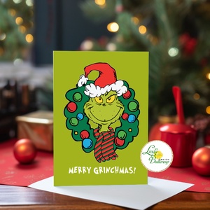 Grinch Képeslap, Grincs ajándék, vicces üdvözlőlap, karácsonyi képeslap, adventi lap, Grincs idézet, Karácsony, Karácsonyi ajándékozás, Karácsonyi képeslap, üdvözlőlap, ajándékkísérő, Fotó, grafika, rajz, illusztráció, Mindenmás, MESKA