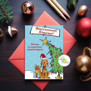 Grinch Képeslap, Grincs ajándék, vicces üdvözlőlap, karácsonyi képeslap, adventi lap, Grincs idézet, Karácsony, Karácsonyi ajándékozás, Karácsonyi képeslap, üdvözlőlap, ajándékkísérő, Fotó, grafika, rajz, illusztráció, Mindenmás, MESKA