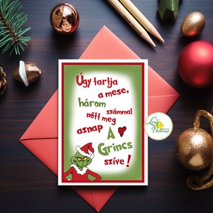 Grinch Képeslap, Grincs ajándék, vicces üdvözlőlap, karácsonyi képeslap, adventi lap, Grincs idézet - Meska.hu