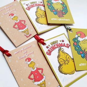 6db Vintage, Retro, Grincs Ajándékkísérő, karácsonyi, Adventi Kártya, ünnepi, Ajándék kísérő, grinch  - Meska.hu