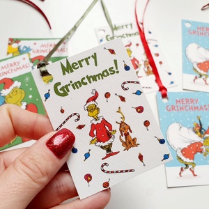 6db Grincs Ajándékkísérő, karácsonyi, Adventi Kártya, ünnepi, Ajándék kísérő, grinch  - karácsony - karácsonyi ajándékozás - karácsonyi képeslap, üdvözlőlap, ajándékkísérő - Meska.hu