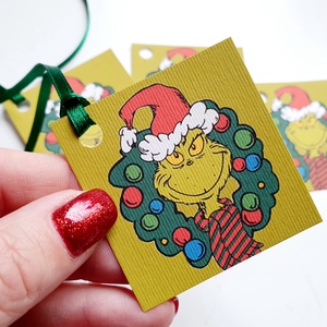 6db Vintage, Retro, Grincs Ajándékkísérő, karácsonyi, Adventi Kártya, ünnepi, Ajándék kísérő, grinch , Karácsony, Karácsonyi ajándékozás, Karácsonyi képeslap, üdvözlőlap, ajándékkísérő, Fotó, grafika, rajz, illusztráció, Mindenmás, MESKA