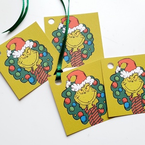 6db Vintage, Retro, Grincs Ajándékkísérő, karácsonyi, Adventi Kártya, ünnepi, Ajándék kísérő, grinch  - karácsony - karácsonyi ajándékozás - karácsonyi képeslap, üdvözlőlap, ajándékkísérő - Meska.hu