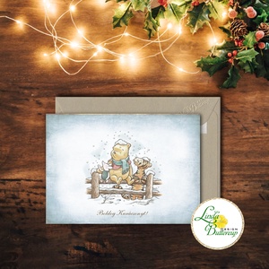 Karácsonyi Képeslap, Micimackó, Retro, Adventi Kártya, Vintage Karácsonyi üdvözlőlap, Ünnepi lap, Antik, régi - otthon & életmód - papír, írószer - ajándékozás kellékei - képeslap, üdvözlőlap - Meska.hu