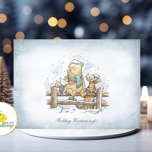 Karácsonyi Képeslap, Micimackó, Retro, Adventi Kártya, Vintage Karácsonyi üdvözlőlap, Ünnepi lap, Antik, régi, Otthon & Életmód, Papír, írószer, Képeslap, üdvözlőlap, Ajándékozás kellékei, Fotó, grafika, rajz, illusztráció, Mindenmás, MESKA