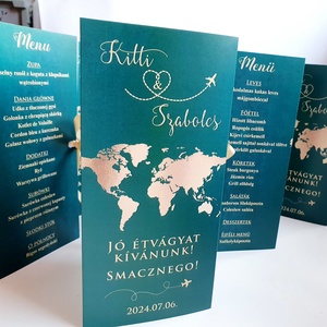 Zöld, világtérkép, repülős, útlevél, utazós, menü, vacsora, itallap+ SZERKESZTÉSI DÍJat is tedd kosárba - Meska.hu