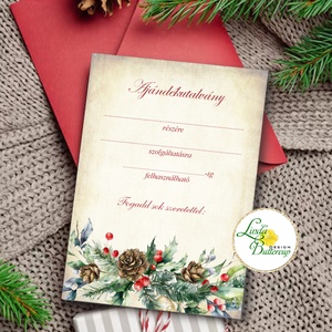 Karácsonyi Ajándékutalvány, masszőr, körmös, Kozmetikus, pedikűrös, fodrász, pillás  - Boríték Nélkül, Karácsony, Karácsonyi ajándékozás, Karácsonyi képeslap, üdvözlőlap, ajándékkísérő, Fotó, grafika, rajz, illusztráció, Papírművészet, MESKA