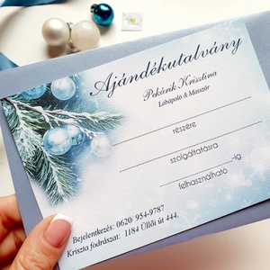 Karácsonyi Ajándékutalvány,  Kozmetikus, Fodrász, Masszőr - Boríték Nélkül- SZERKESZTÉSI DÍJAT is vedd meg a a leírásból, Karácsony, Karácsonyi ajándékozás, Karácsonyi képeslap, üdvözlőlap, ajándékkísérő, Fotó, grafika, rajz, illusztráció, Papírművészet, MESKA