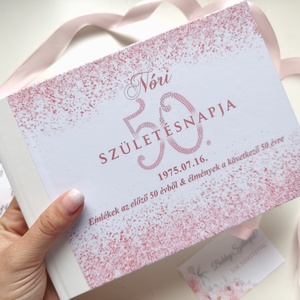 Szülinapra, rosegold emlékkönyv, ezüst lakodlaom, 30. Születésnap, 40., 50. - esküvő - emlék & ajándék - vendégkönyv - Meska.hu