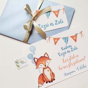 Felkérő, Rókás, kersztszülő felkérő lap, képeslap, keresztszülő, Róka - otthon & életmód - papír, írószer - ajándékozás kellékei - képeslap, üdvözlőlap - Meska.hu