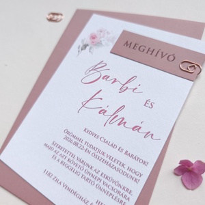 Blush púder, rosegegold kapcsos, elegáns esküvői meghívó, BORÍTÉKKAL, +szerkesztési díjat is tedd kosárba a leírásból - esküvő - meghívó & kártya - meghívó - Meska.hu