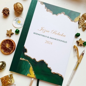 Sötétzöld és arany, márvány mintás, Naptár, határidőnapló, kalendár, zsebnaptár, Egyedi naptár, névreszóló, tervező - Meska.hu