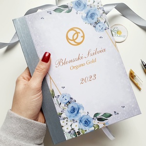 Ezüst és Kék, virágos, rózsás, Naptár, határidőnapló, kalendár, zsebnaptár, Egyedi naptár, névreszóló, tervező - otthon & életmód - papír, írószer - naptár & tervező - Meska.hu