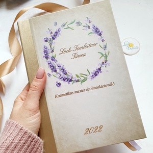 Vintage, lila, levendulás, virágkoszorú, Naptár, határidőnapló, kalendár, zsebnaptár, Egyedi naptár, névreszóló, tervező - Meska.hu