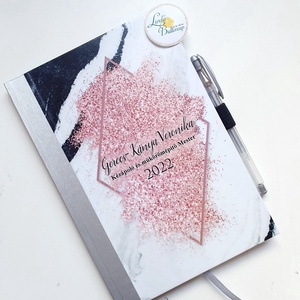 rosegold rombusz, Szürke, márvány mintás,Naptár, határidőnapló, kalendár, zsebnaptár, Egyedi naptár, névreszóló, tervező - Meska.hu