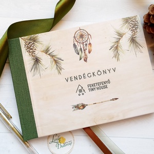 Erdei, fenyős, Szálláshely Vendégkönyv, emlékkönyv, egyedi vendégkönyv, A hely logójával a borítón  - esküvő - emlék & ajándék - vendégkönyv - Meska.hu