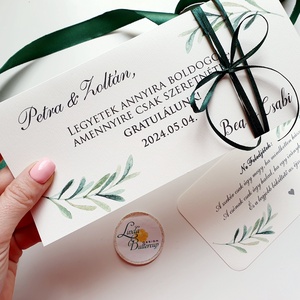 Greenery,  eukaliptusz ág, Pénzátadó boríték, Nászajándék, Gratulálunk képeslap, Esküvői Gratuláció, Esküvő, Emlék & Ajándék, Nászajándék, Esküvői pénzátadó boríték, kártya, Fotó, grafika, rajz, illusztráció, Papírművészet, MESKA