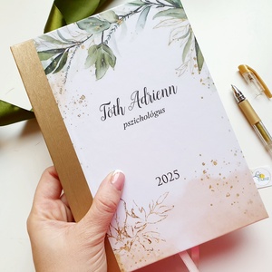 Egyedi naptár, arany, greenery, Naptár, határidőnapló, kalendár, zsebnaptár, névreszóló, tervező, kozmetikus, fodrász, Otthon & Életmód, Papír, írószer, Naptár & Tervező, Fotó, grafika, rajz, illusztráció, Mindenmás, MESKA