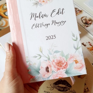 Csajos, Egyedi naptár, bazsa virágos, rózsaszín, Naptár, határidőnapló, kalendár, zsebnaptár, névreszóló, tervező - otthon & életmód - papír, írószer - naptár & tervező - Meska.hu