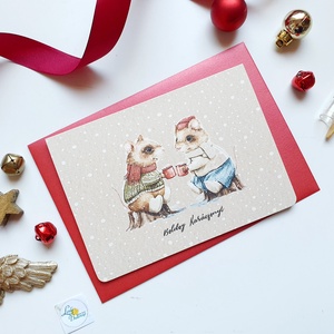 Egeres Karácsonyi Képeslap, Egér, Állatos, Mese, üdvözlő lap - Meska.hu