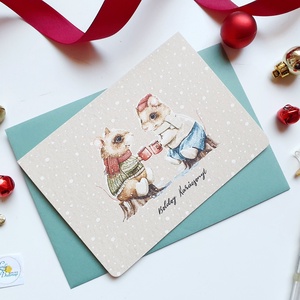 Egeres Karácsonyi Képeslap, Egér, Állatos, Mese, üdvözlő lap - karácsony - karácsonyi ajándékozás - karácsonyi képeslap, üdvözlőlap, ajándékkísérő - Meska.hu