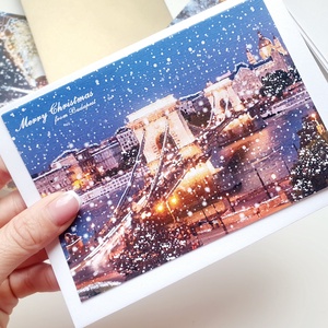 Budapesti Karácsonyi Képeslap, Adventi Képeslap, Karácsony, üdvözlőlap, Budapest, havas, hóesés, lánchíd, duna, Karácsony, Karácsonyi ajándékozás, Karácsonyi képeslap, üdvözlőlap, ajándékkísérő, Fotó, grafika, rajz, illusztráció, Mindenmás, MESKA