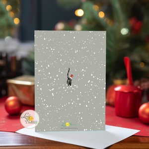 vicces cicás karácsonyi képeslap, cicás, cica, macska, macskás, üdvözlő lap, képeslap, BORÍTÉKKAL - karácsony - karácsonyi ajándékozás - karácsonyi képeslap, üdvözlőlap, ajándékkísérő - Meska.hu