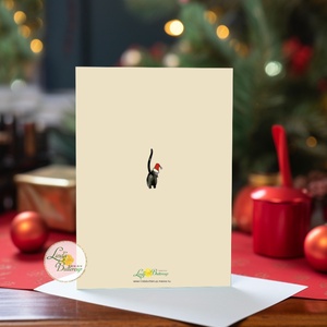 vicces cicás karácsonyi képeslap, cicás, cica, macska, karácsonyfa, üdvözlő lap, képeslap, BORÍTÉKKAL - karácsony - karácsonyi ajándékozás - karácsonyi képeslap, üdvözlőlap, ajándékkísérő - Meska.hu