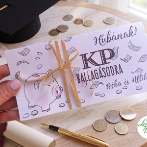 Ballagási pénzátadó boríték, malacperselyes - otthon & életmód - papír, írószer - meghívó - ballagási meghívó - Meska.hu