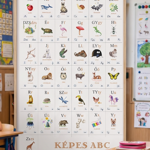 képes ABC POSZTER, 44 betű, kiterjesztett magyar ábécé, képes abc, állatos, ABC tanuláshoz, NÉVRE SZÓLÓ, Játék & Sport, Készségfejlesztő és Logikai játék, Oktató játékok, Festészet, Fotó, grafika, rajz, illusztráció, MESKA
