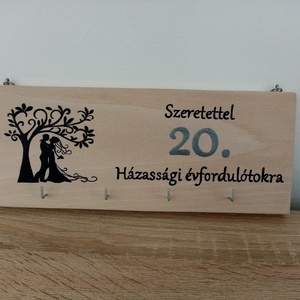 Fa fali kulcstartó, kulcsakasztó, kulcstartó - Házassági évforduló, Otthon & Életmód, Dekoráció, Fali és függő dekoráció, Fali kulcstartó, Festészet, Festett tárgyak, MESKA