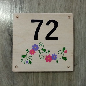 Házszám, házszámtábla, utcatábla- virág mintás. Házszám ., Otthon & Életmód, Ház & Kert, Házszám, Festészet, Festett tárgyak, MESKA