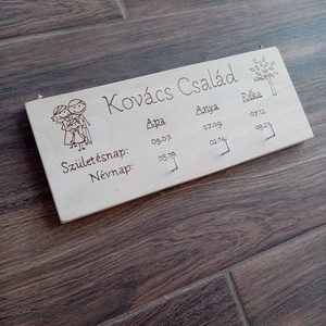 Fali kulcstartó, fali kulcsakasztó, családi öröknaptár, családi naptár, kulcstartó . - otthon & életmód - dekoráció - fali és függő dekoráció - fali kulcstartó - Meska.hu