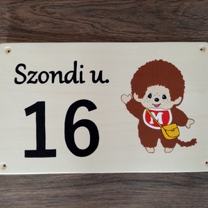 Házszám, házszámtábla, utcatábla- Monchicci , házszám ., Otthon & Életmód, Ház & Kert, Házszám, Festészet, Festett tárgyak, MESKA