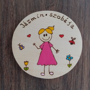 Lányos ajtójelölő tábla, ajtó jelölő tábla, ajtódísz, kopogtató, névtábla, felirat. - otthon & életmód - babaszoba, gyerekszoba - gyerek névtábla - Meska.hu